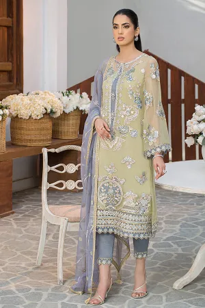 Embroidered Pakistani Party Dress in Organza Kameez and Raw Silk Trouser Style Eid Dress