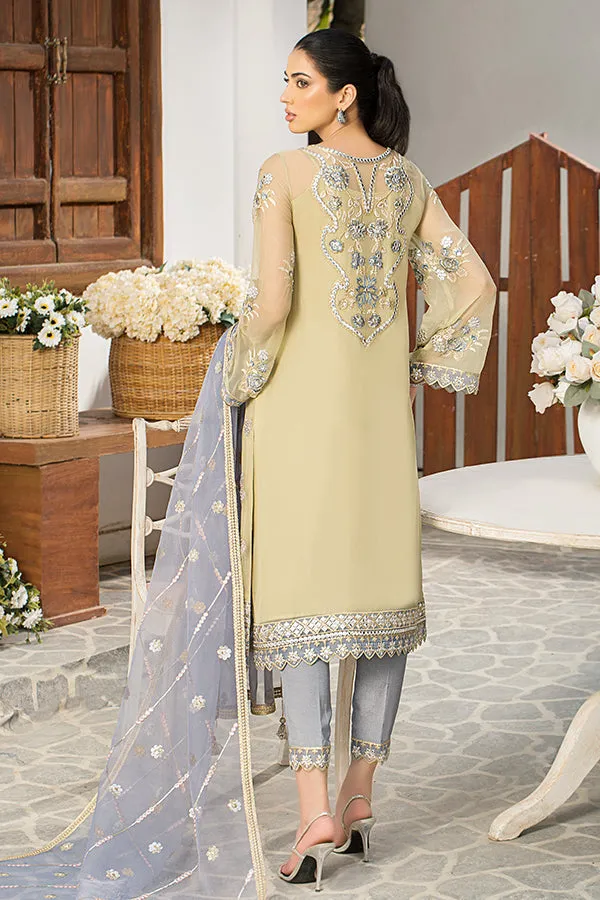 Embroidered Pakistani Party Dress in Organza Kameez and Raw Silk Trouser Style Eid Dress