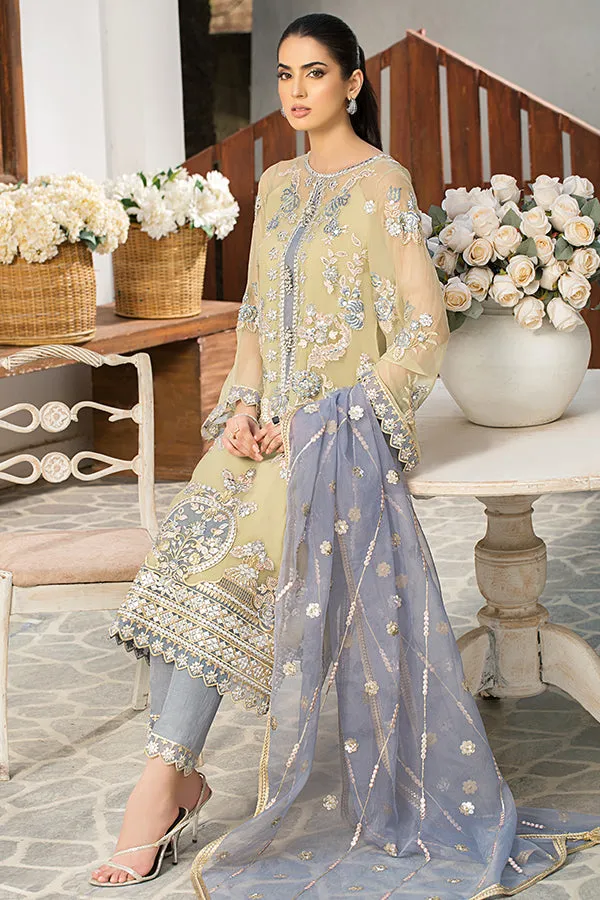 Embroidered Pakistani Party Dress in Organza Kameez and Raw Silk Trouser Style Eid Dress