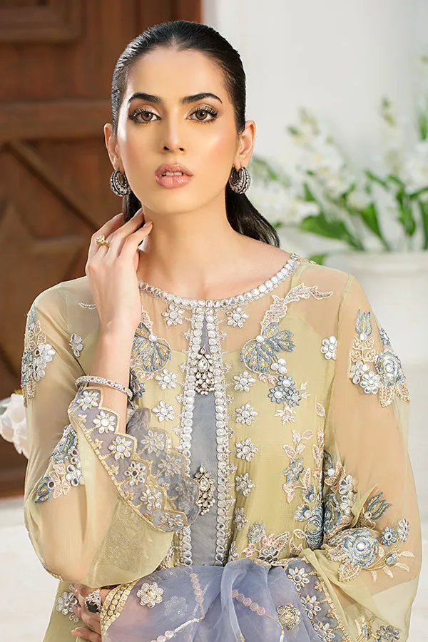 Embroidered Pakistani Party Dress in Organza Kameez and Raw Silk Trouser Style Eid Dress
