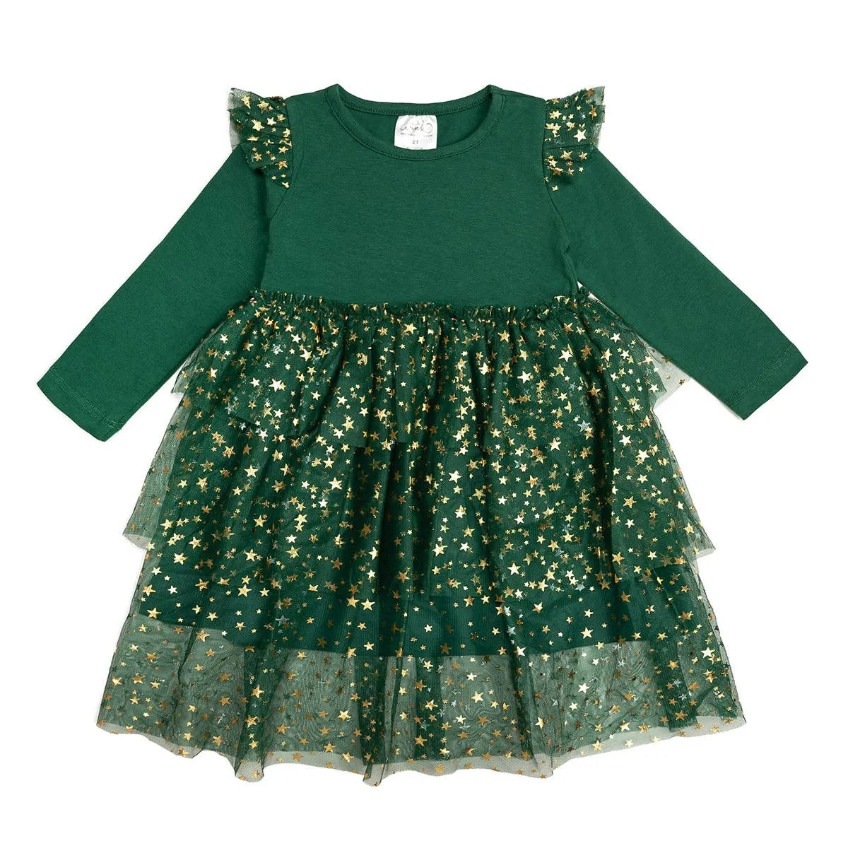 Emerald  Shimmer Christmas Long Sleeve Tutu Dress