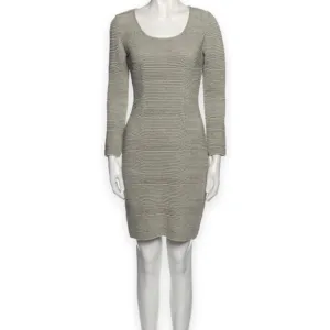 Escada Margaretha Ley Sheath Knit Bodycon Dress Gold Metallic Thread German Made