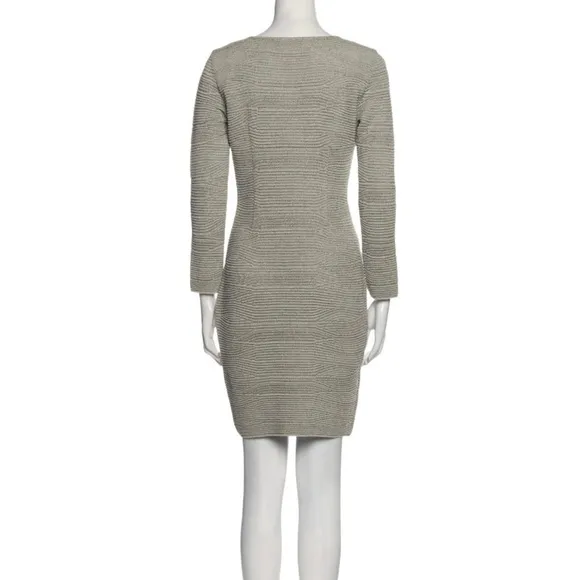Escada Margaretha Ley Sheath Knit Bodycon Dress Gold Metallic Thread German Made