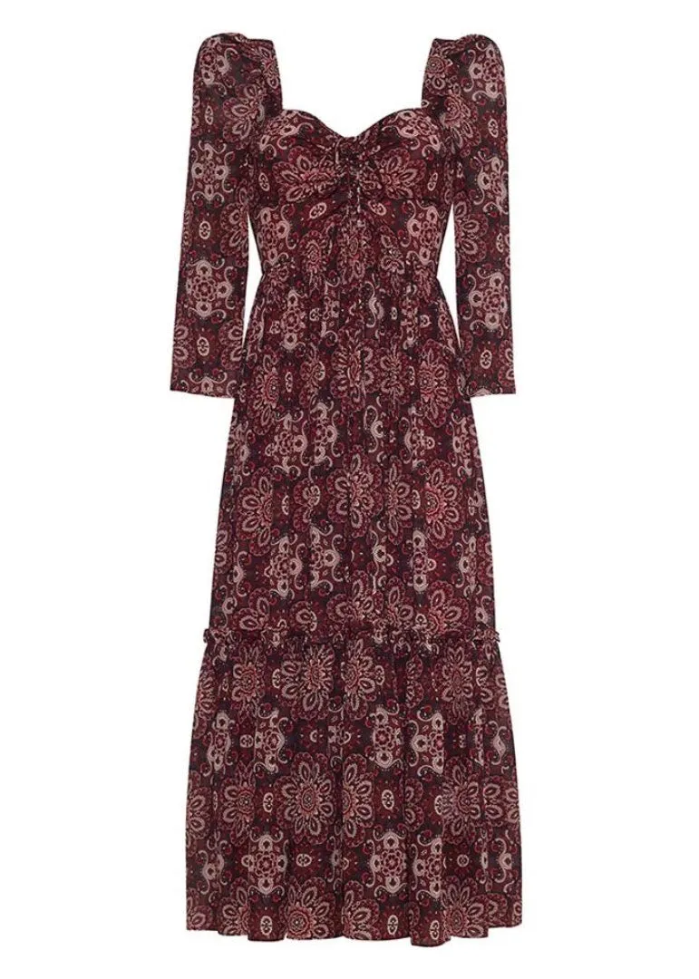 Estella Dress (Scarf Medallion Rum Raisin)