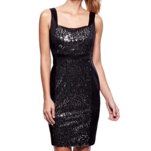 EUC Jax Sleeveless Sequin Center Panel Black Cocktail Sheath Dress. Size 8
