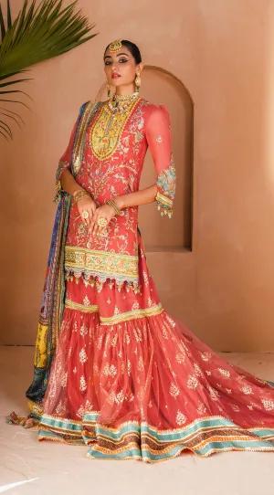 Farshi Gharara with Kameez in Hot Pink Shade #PF428