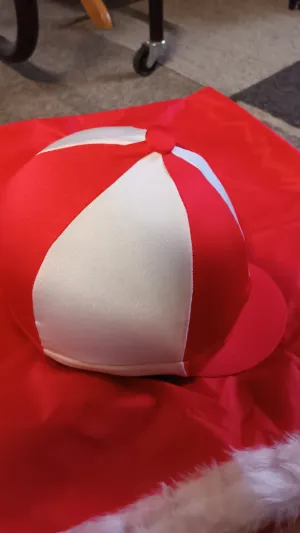 Festive Red & White striped Hat Silk One size Christmas Ride Dress up