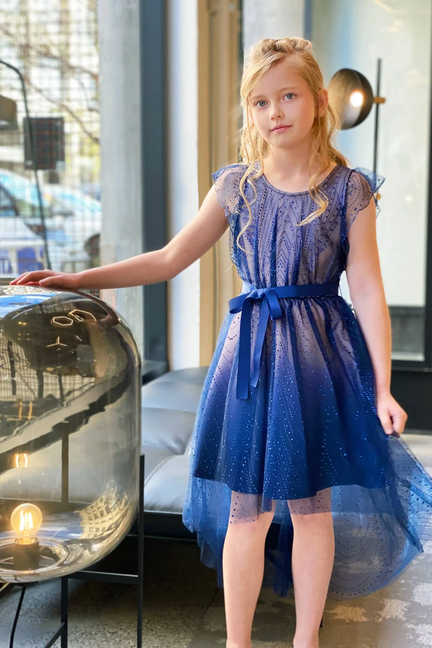 Fit & Flare Sparkle Mesh Dress