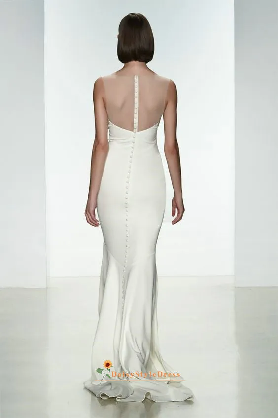 Fitted Soft Satin Sheer Wedding Dress