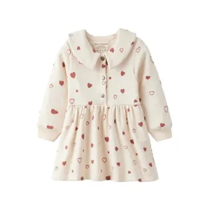 Fleece Organic Cotton Polo Dress, Hearts