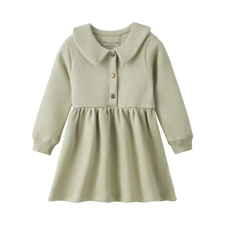 Fleece Organic Cotton Polo Dress, Holiday Joy