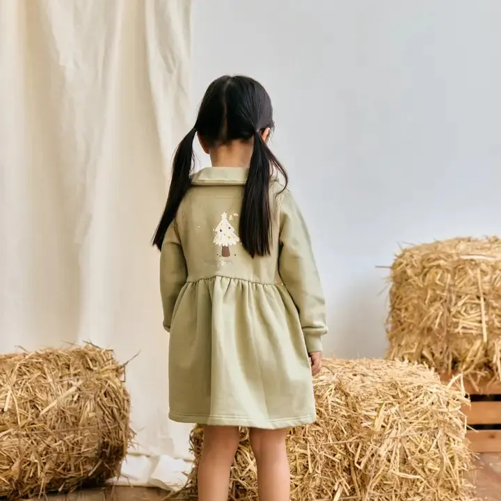 Fleece Organic Cotton Polo Dress, Holiday Joy