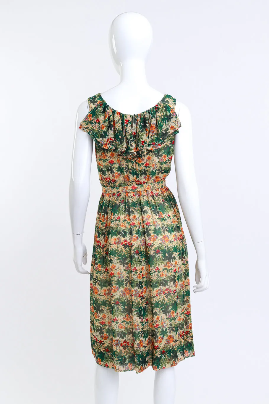 Floral Ruffle Silk Dress