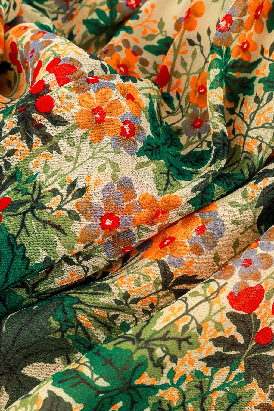 Floral Ruffle Silk Dress