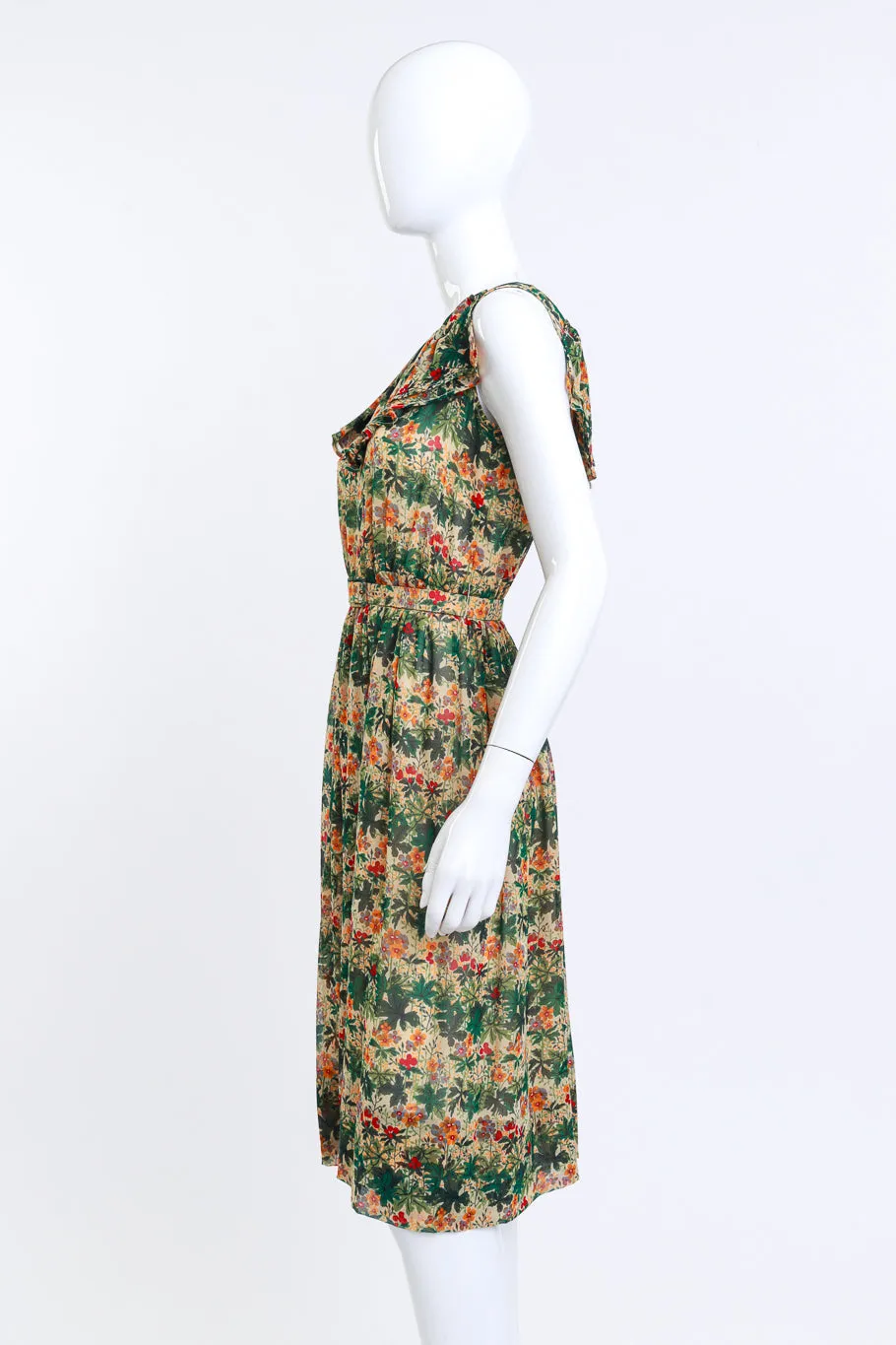 Floral Ruffle Silk Dress
