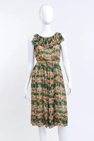 Floral Ruffle Silk Dress