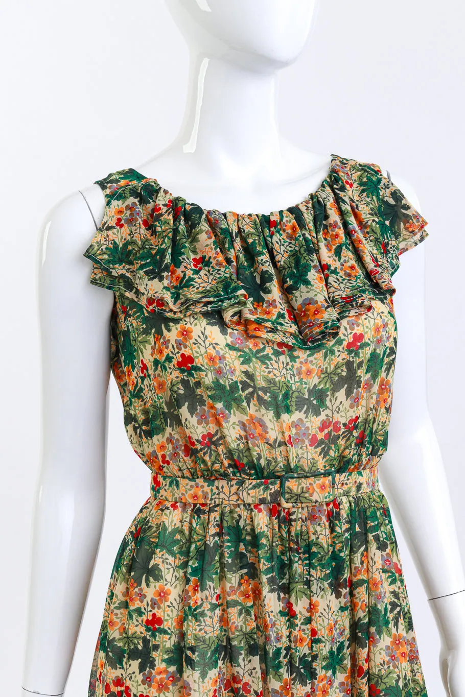 Floral Ruffle Silk Dress