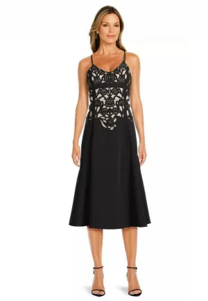 FOCUS by Shani - Floral Crepe Laser-Cut Midi-Dress
