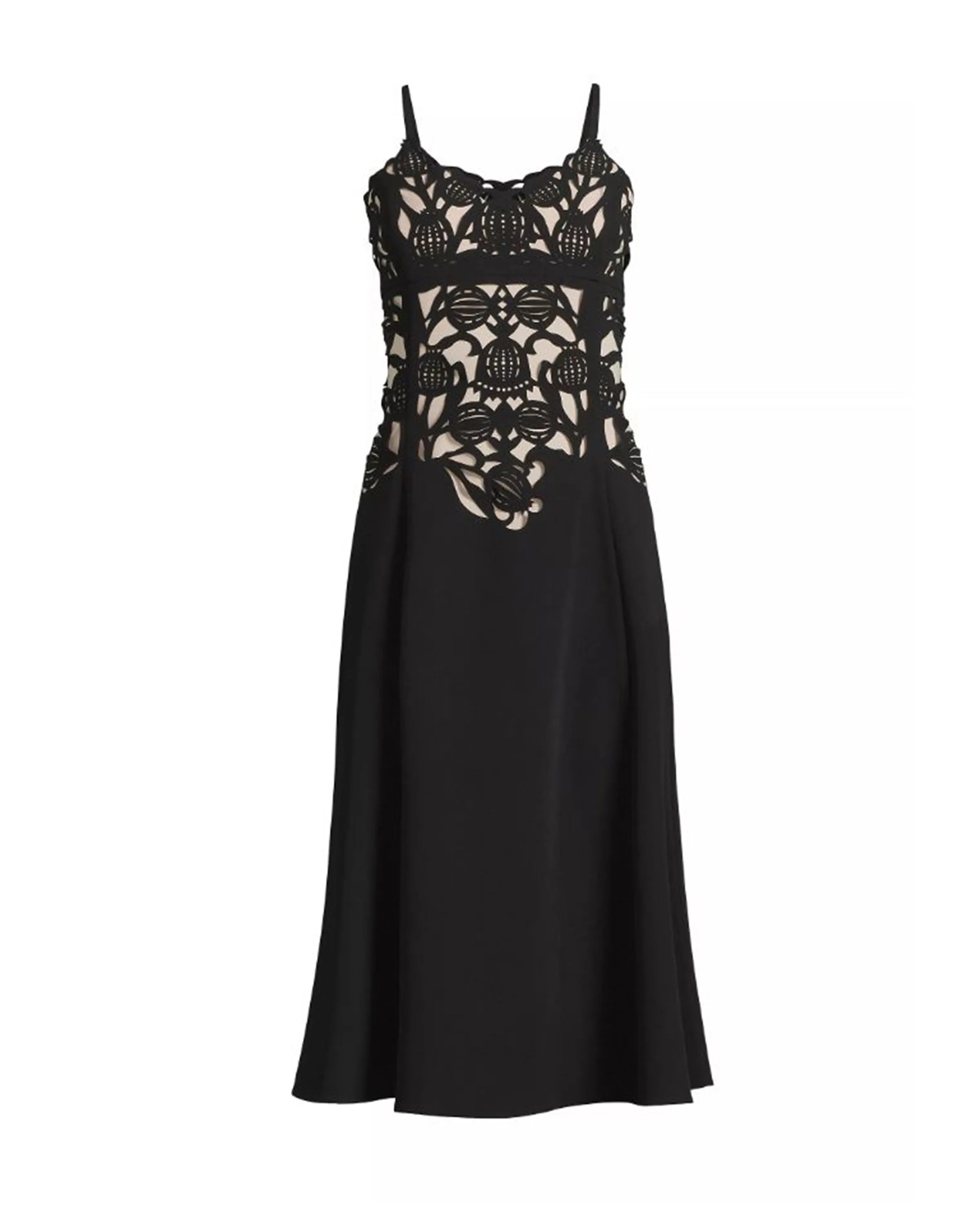FOCUS by Shani - Floral Crepe Laser-Cut Midi-Dress