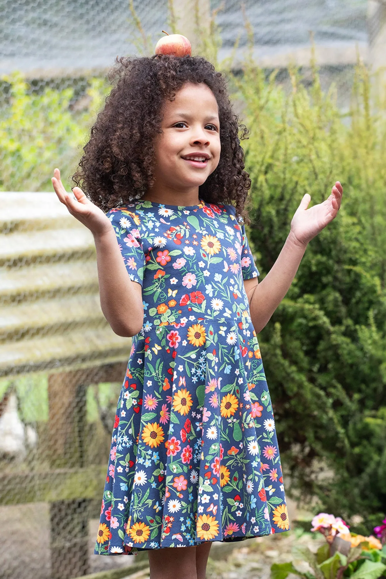 Frugi Girls Potager Garden Sunshine Skater Dress
