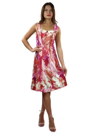 GEMMA Textured Water Color Paneled A-line Dress