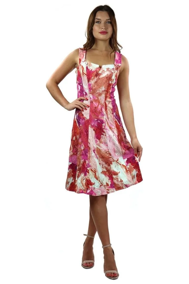 GEMMA Textured Water Color Paneled A-line Dress