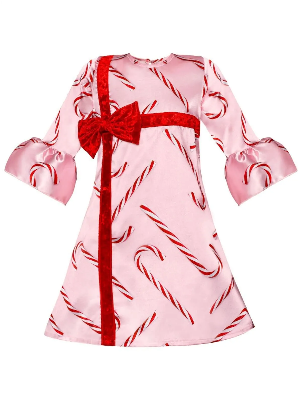 Girls Bell Sleeve Cross Over Bow Present Dress