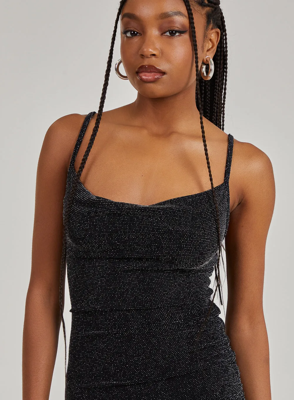 Glitter Cowl Neck Mini Dress