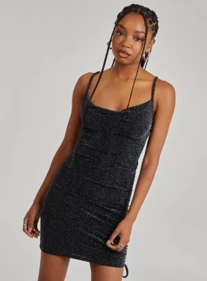 Glitter Cowl Neck Mini Dress