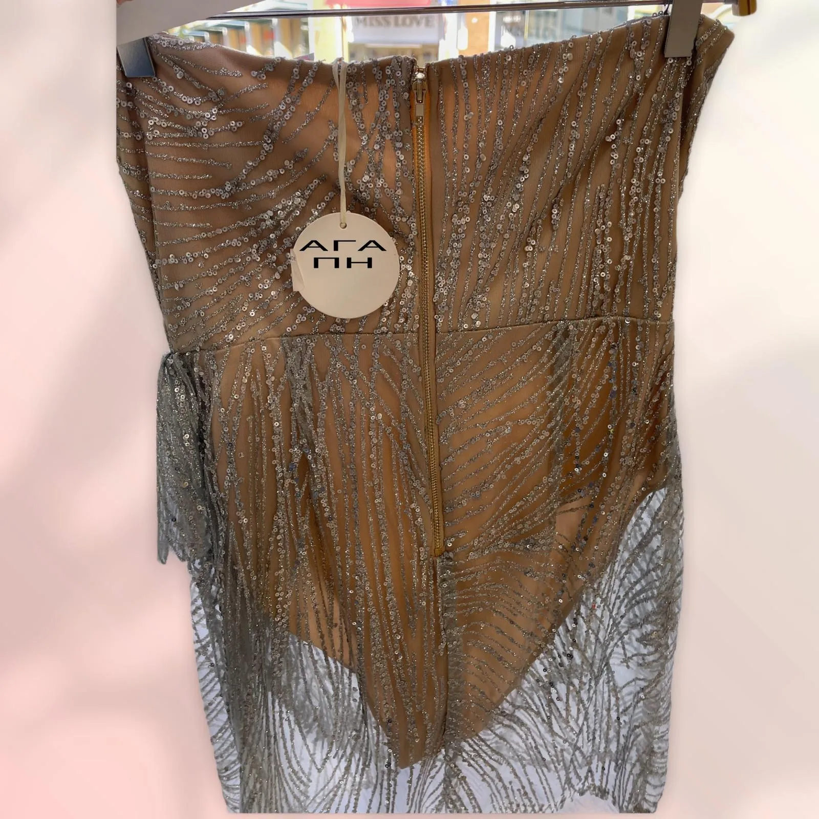 Glitter drape mini dress