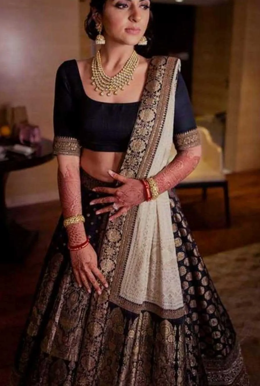 Gorgeous Black flared Indian wedding Lehenga # B1974
