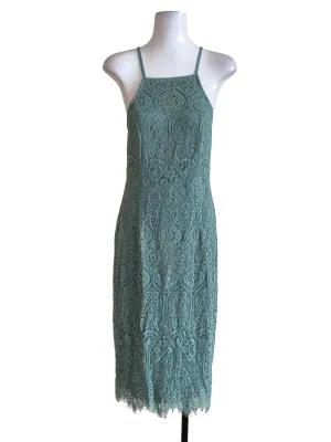 Green Floral Embroidered Sheath Dress