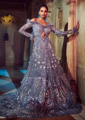 Grey Off-shoulder Gown