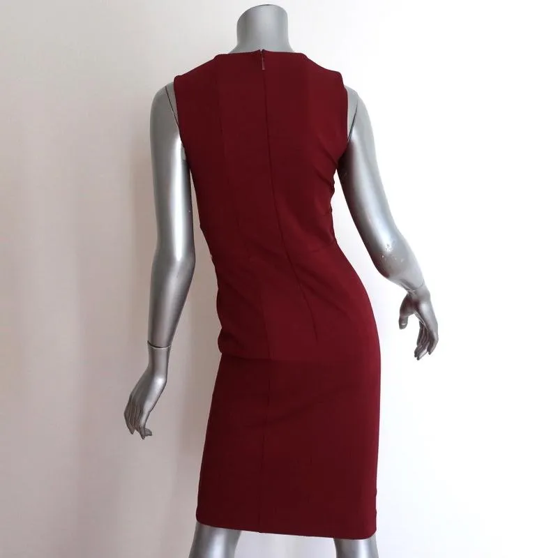 Gucci Dress Red Compact Jersey Size Small Sleeveless V-Neck Sheath