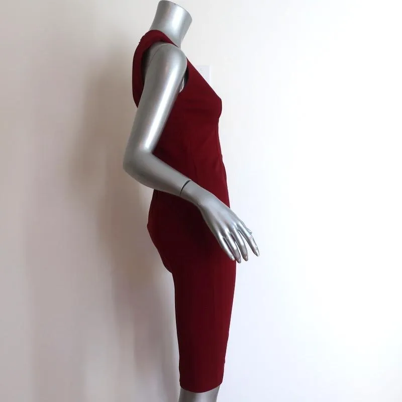 Gucci Dress Red Compact Jersey Size Small Sleeveless V-Neck Sheath