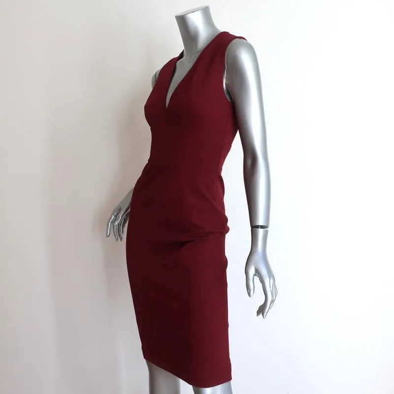 Gucci Dress Red Compact Jersey Size Small Sleeveless V-Neck Sheath