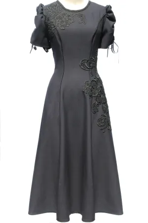 Guipure Lace Fit and Flare Wool Dress
