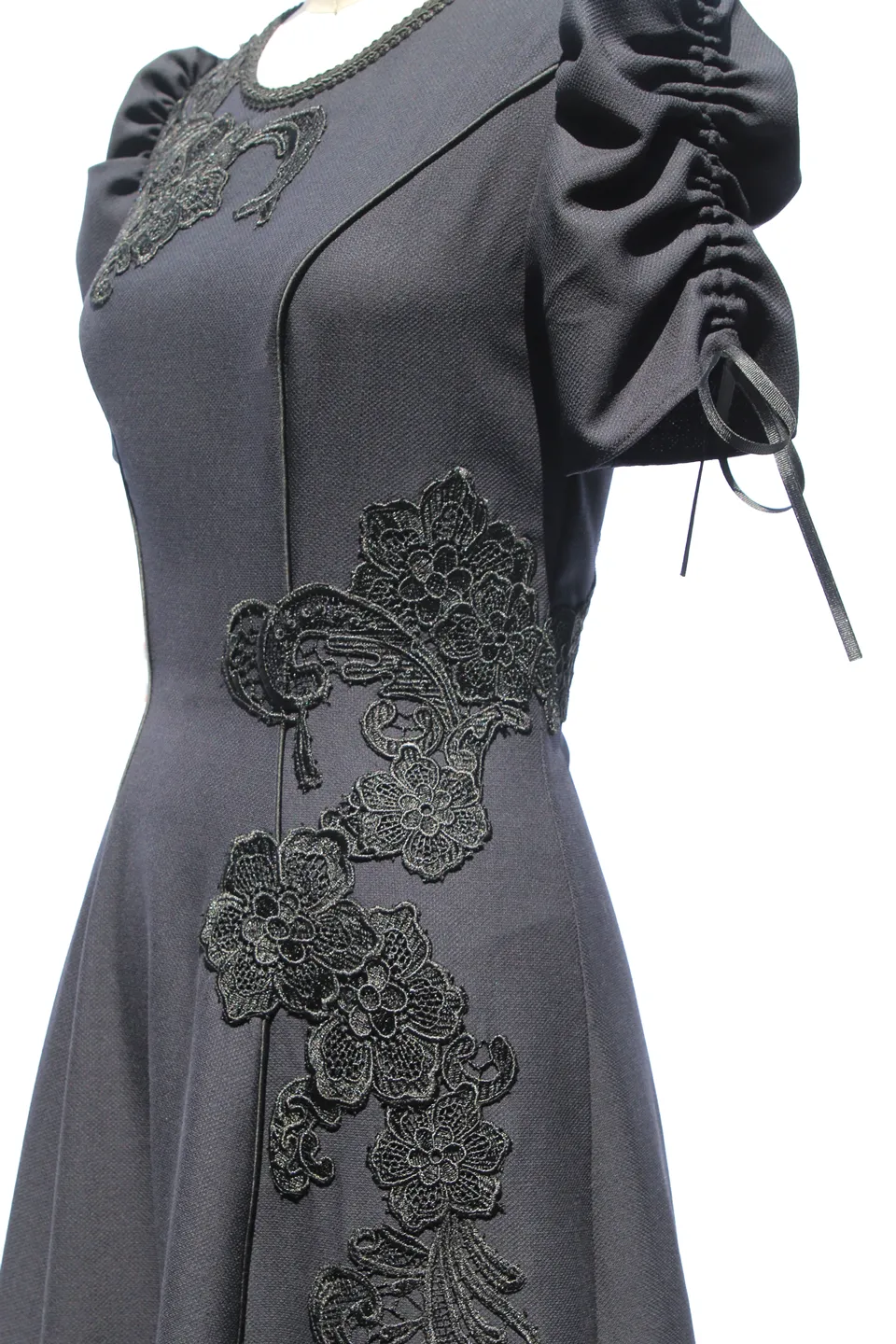 Guipure Lace Fit and Flare Wool Dress