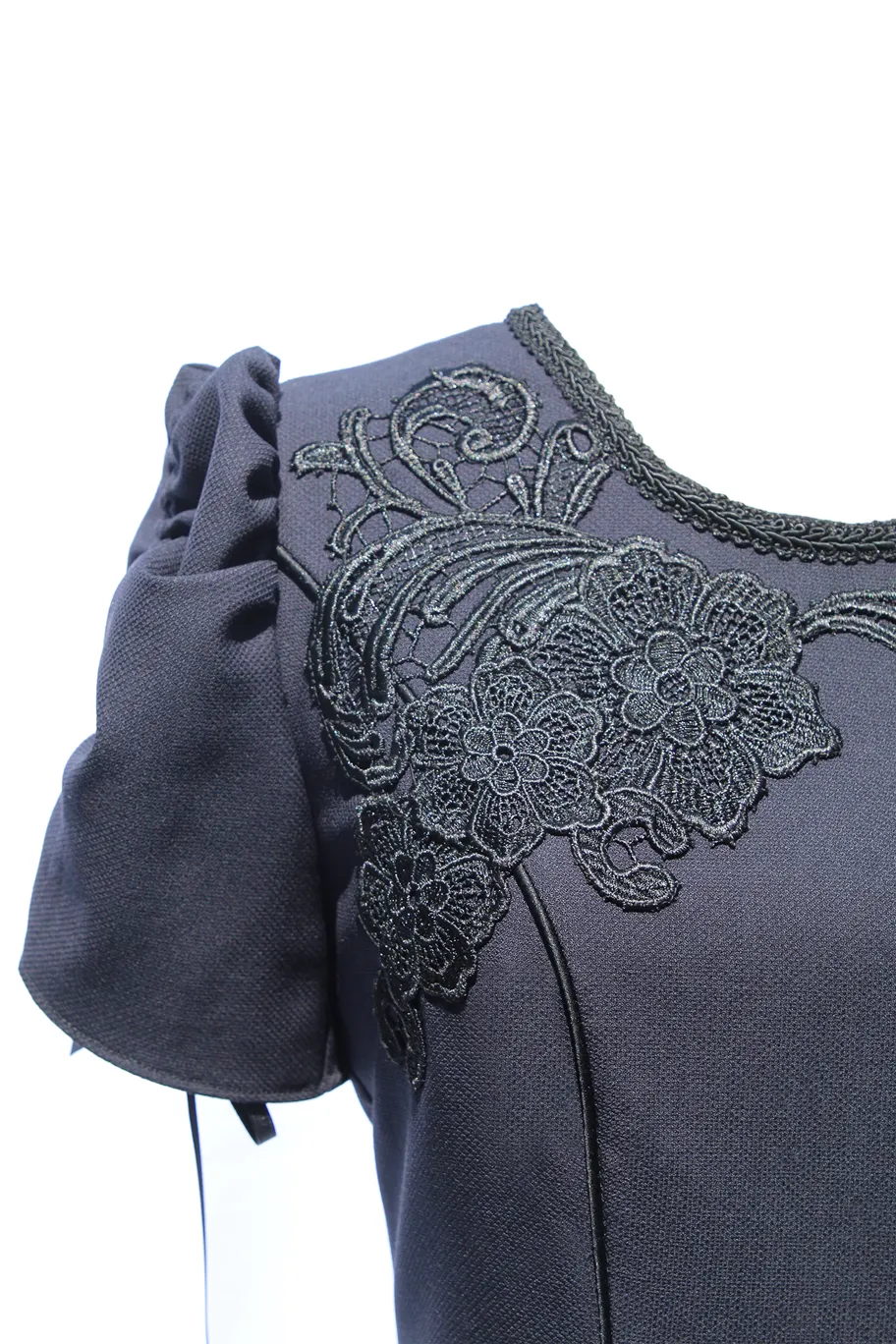 Guipure Lace Fit and Flare Wool Dress