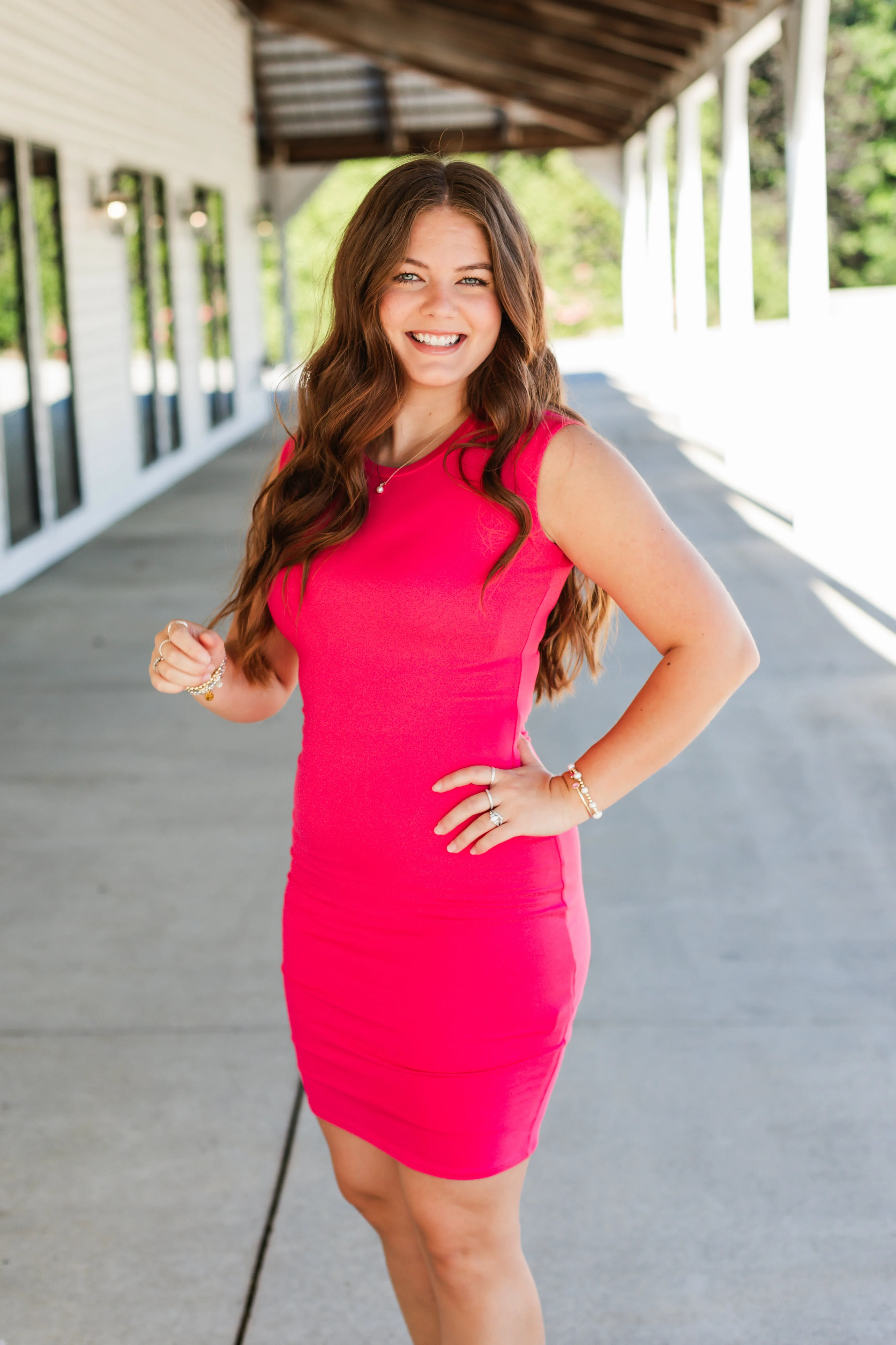 hadley dress in fuchsia