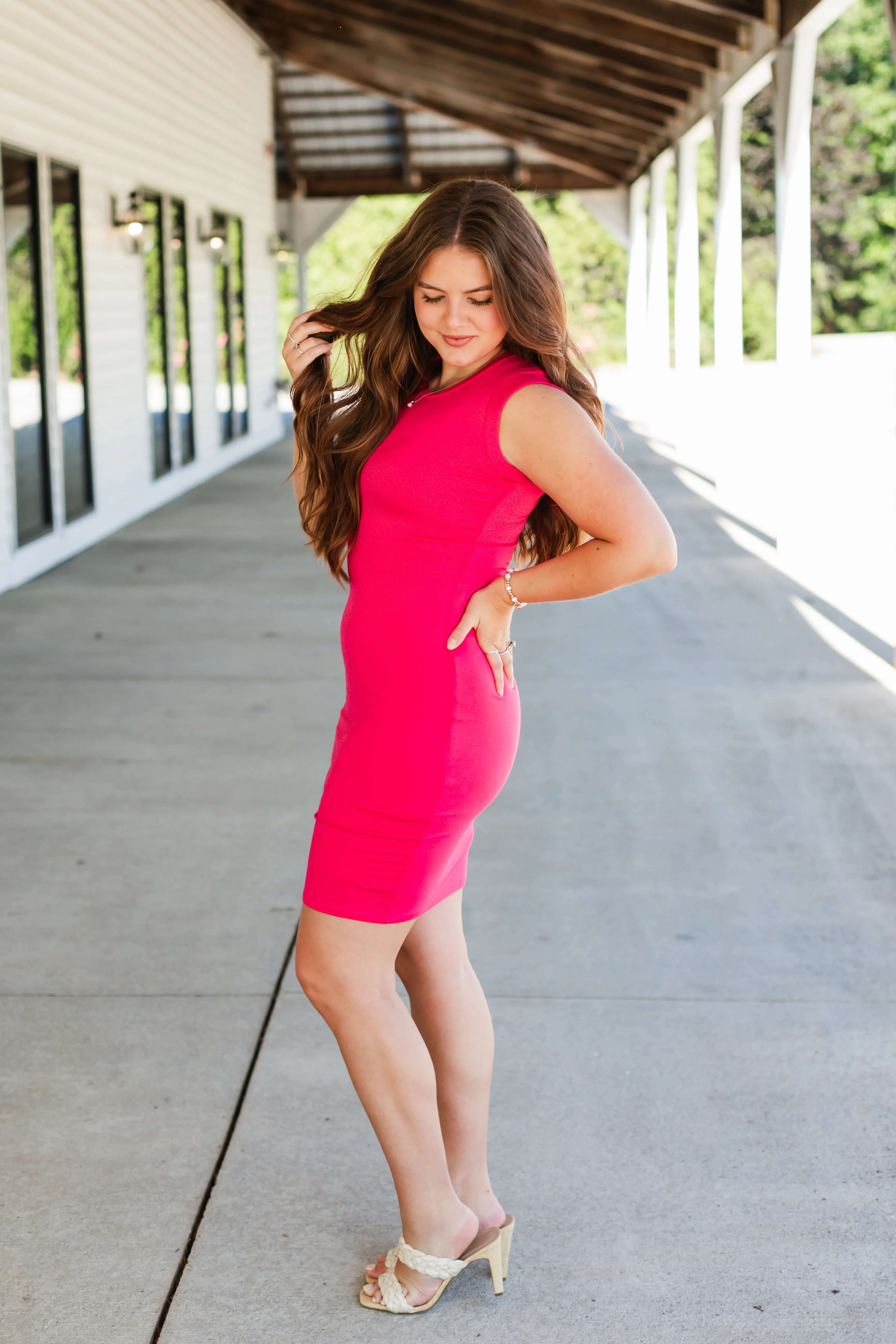 hadley dress in fuchsia