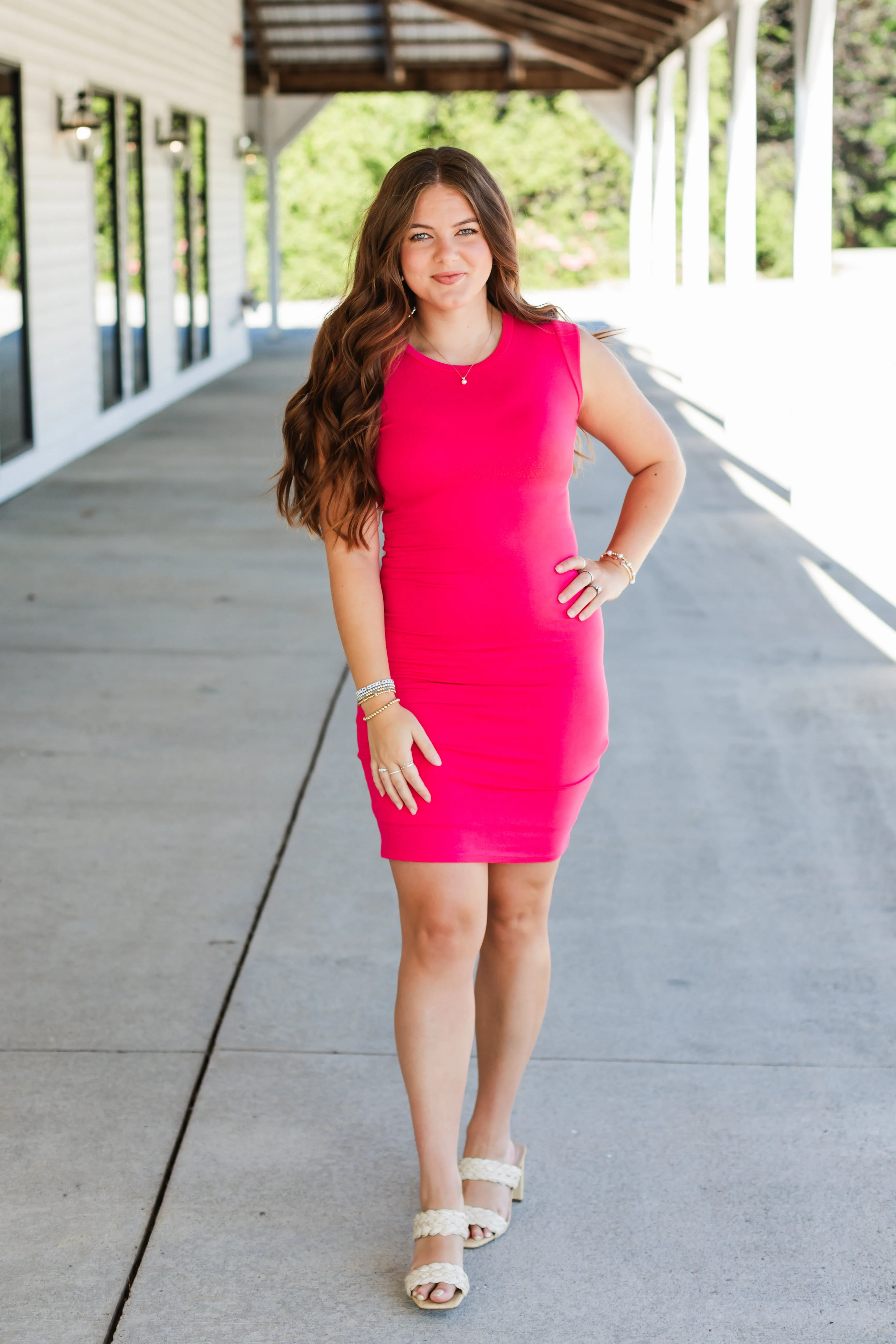 hadley dress in fuchsia