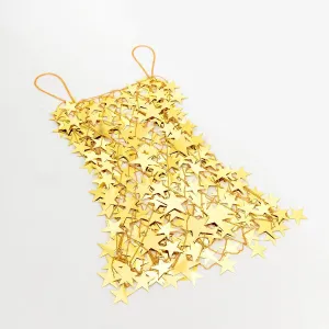 Handmade Gold Silver Tone Glitter Star Sequins Patchwork Mini Dress