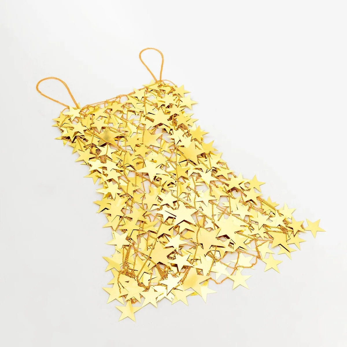 Handmade Gold Silver Tone Glitter Star Sequins Patchwork Mini Dress