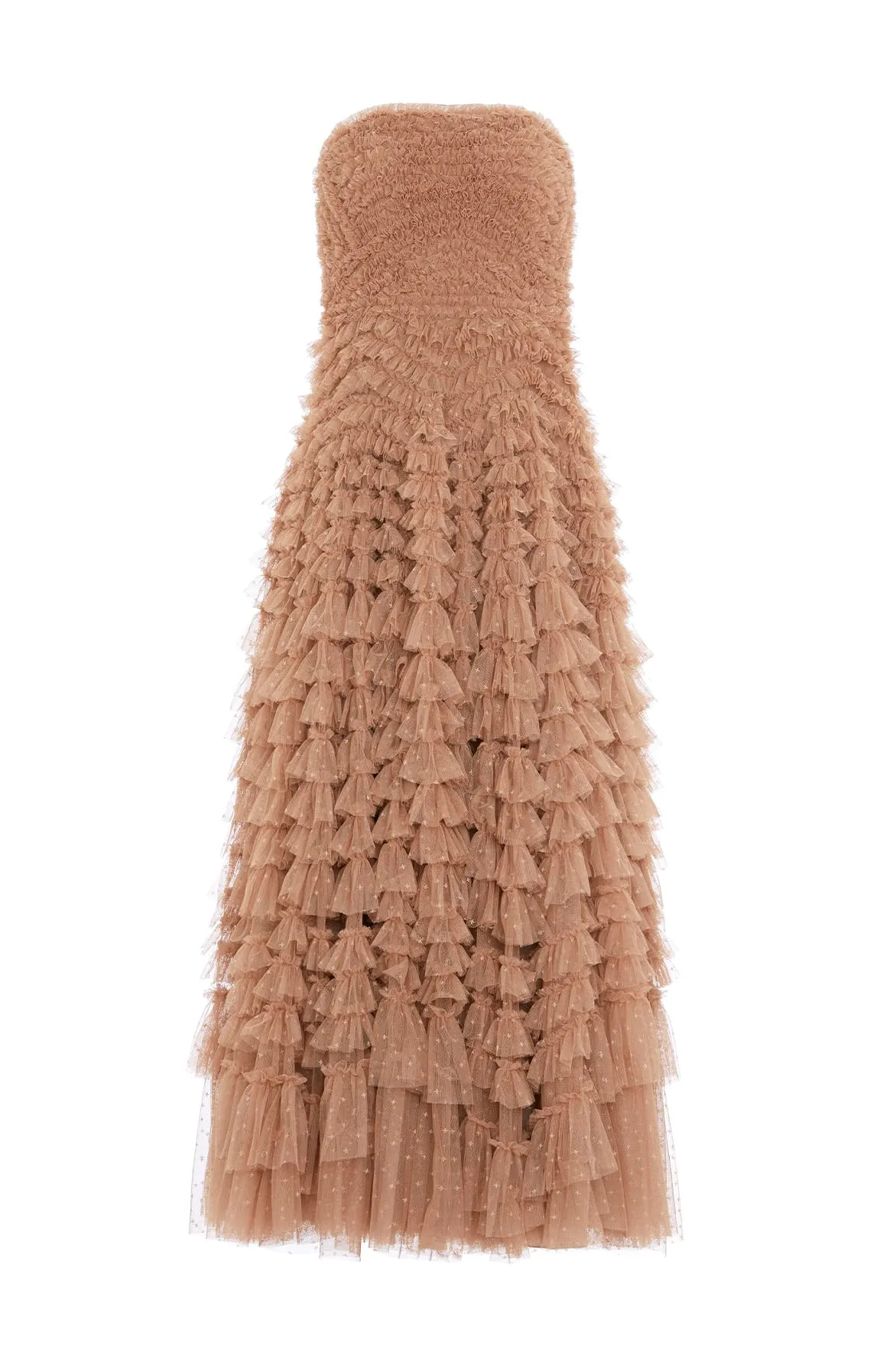 Hattie Ruffle Strapless Ankle Gown