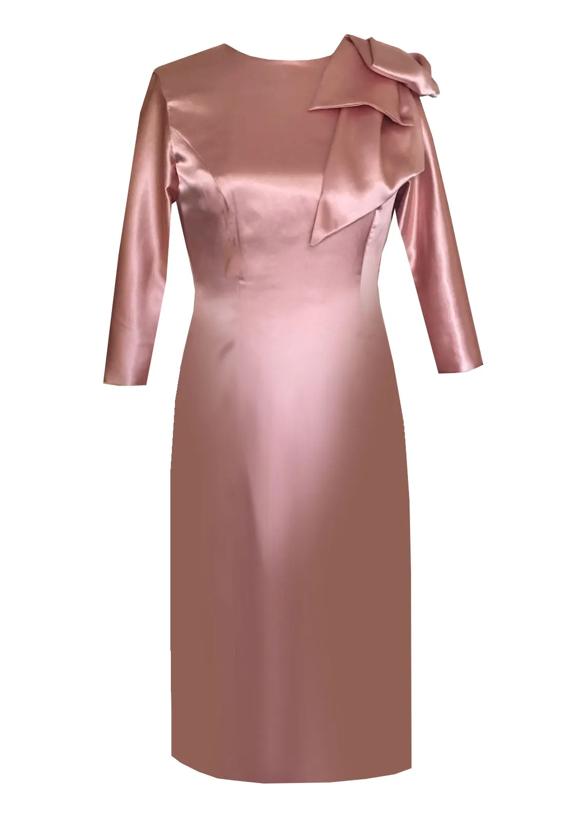 Hestia Satin Sheath Dress with Modern Bow-More Colors
