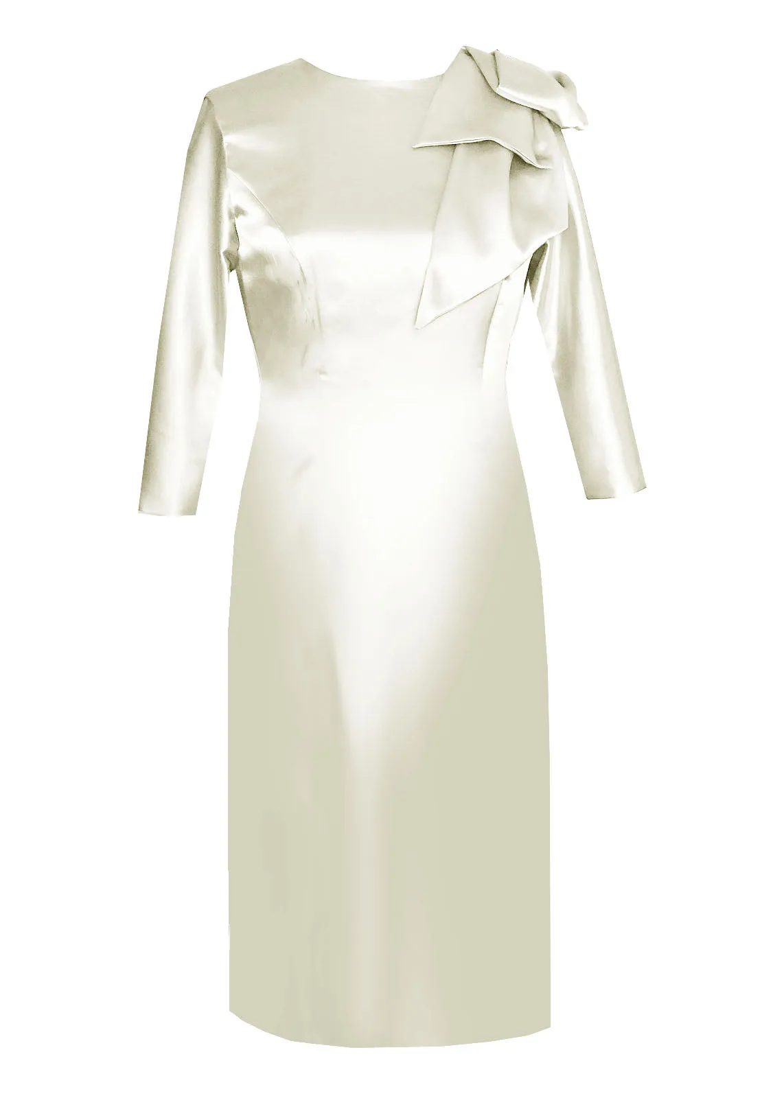 Hestia Satin Sheath Dress with Modern Bow-More Colors