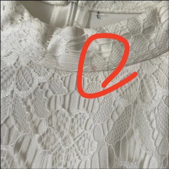 Homemade White high collar sheath pencil midi mini dress angel wing sleeves lacy