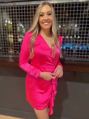 Hot Pink Satin Dress