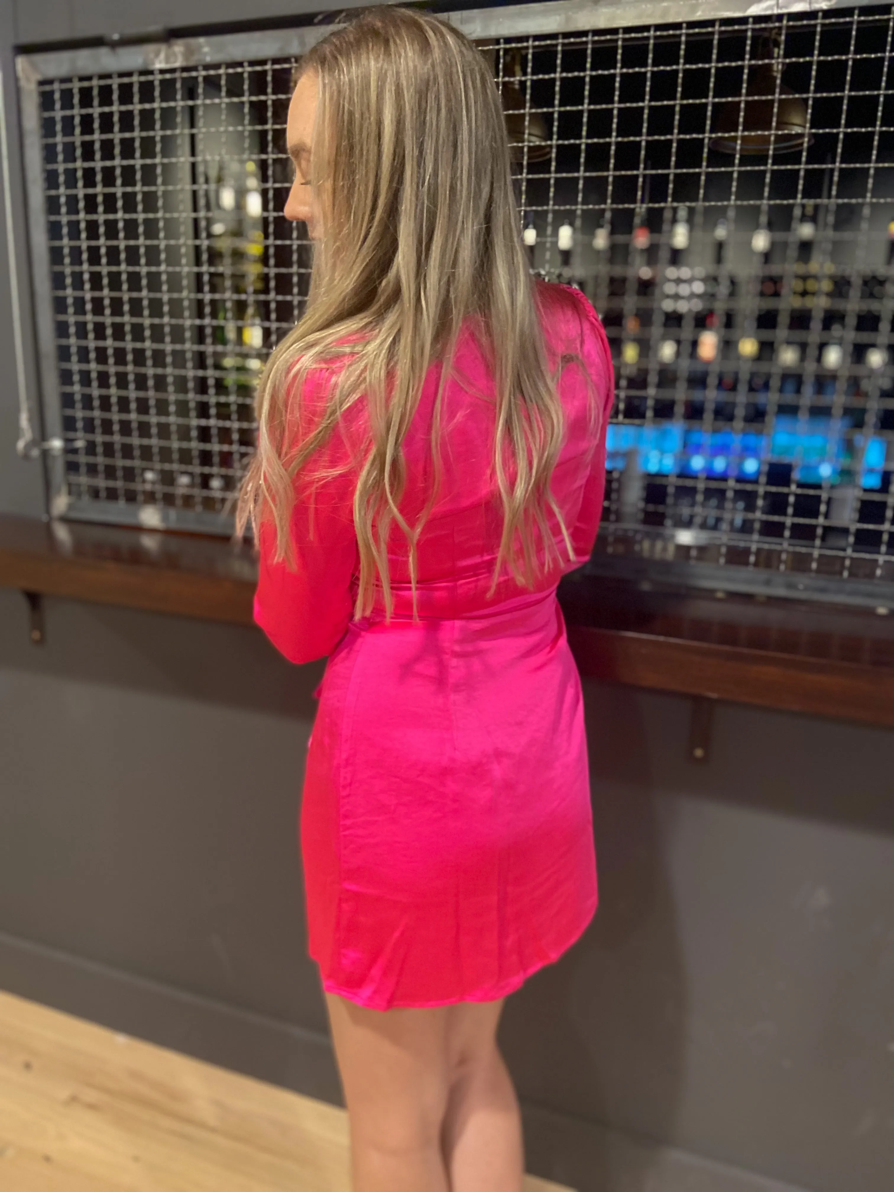 Hot Pink Satin Dress